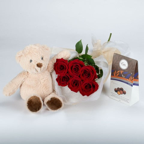 Teddy Bear Red Roses Chocolate