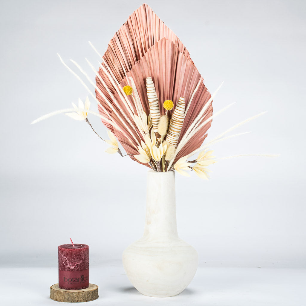 Dryed Flower Arrangement With Red Candle