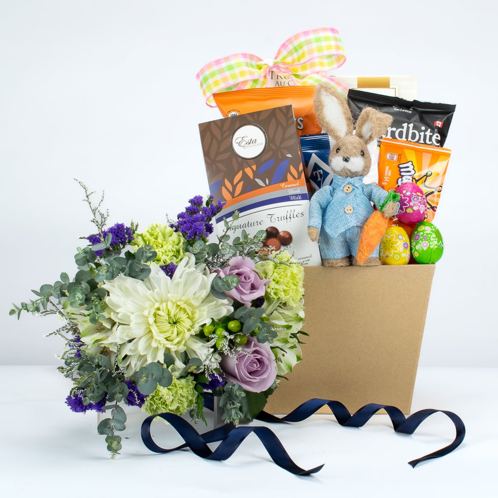 Easter Bunny With Sweets And Flowers