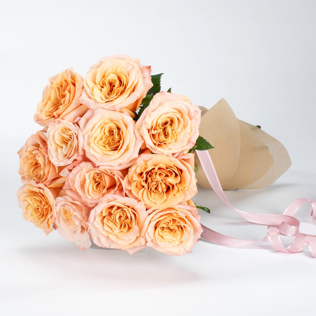 A-Dozen-Peach-Roses-Bouquet