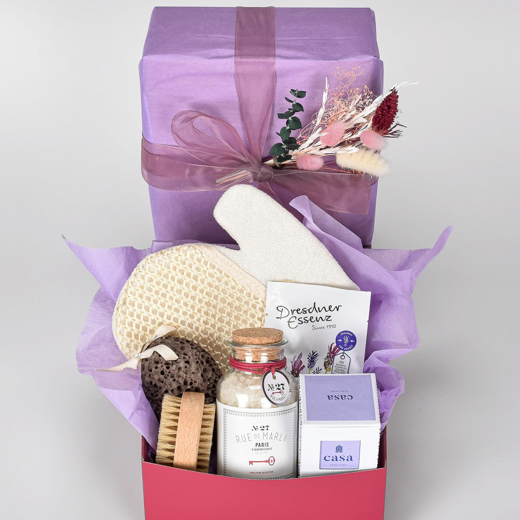 Mixed Purple Roses With Spa Items