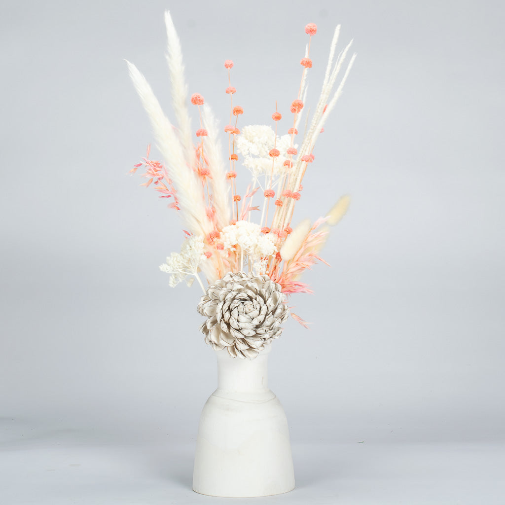 White And Pink Dried Flower In Vase