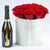 Red Rose Centerpiece and Prosecco