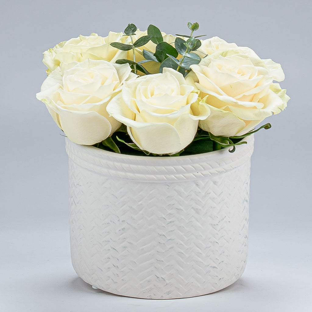 Sympathy White Rose Vase Centerpiece