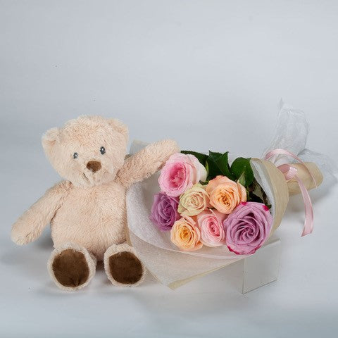 Teddy And Mixed Roses