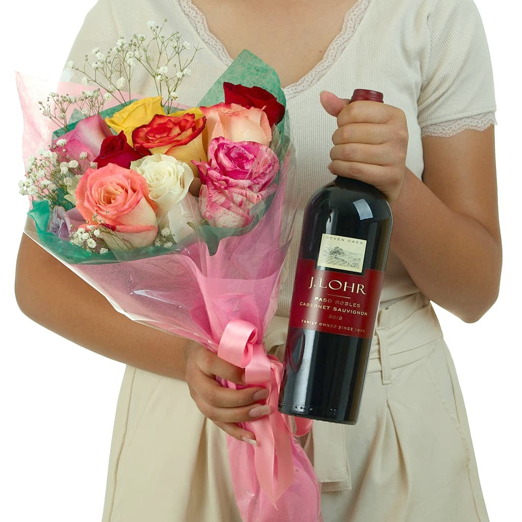 Wine and Flowers Gift