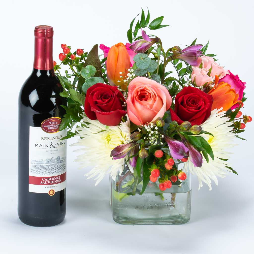 Wine And Vase Flower Arrangements
