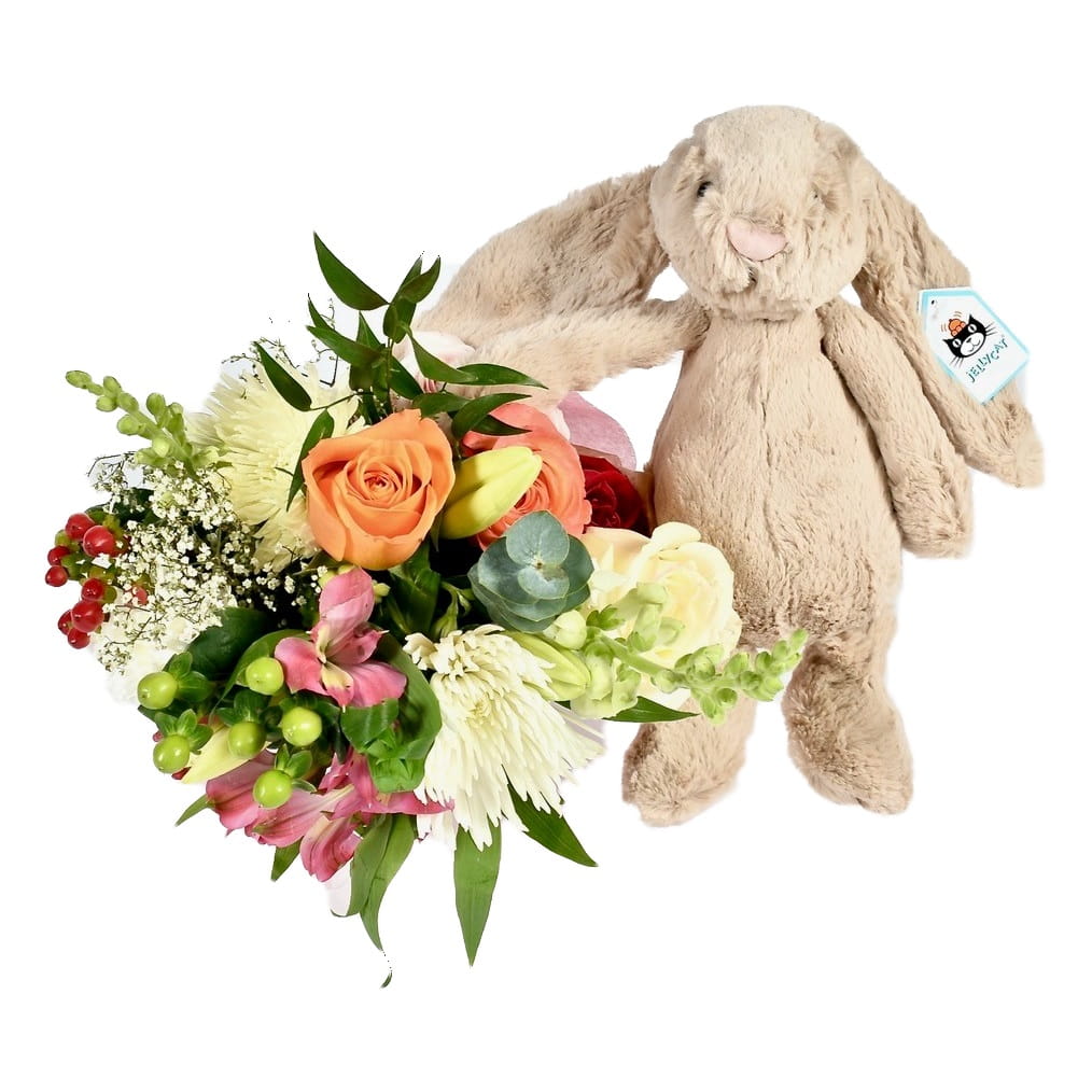 Flower Arrangement and Plush for Birthday