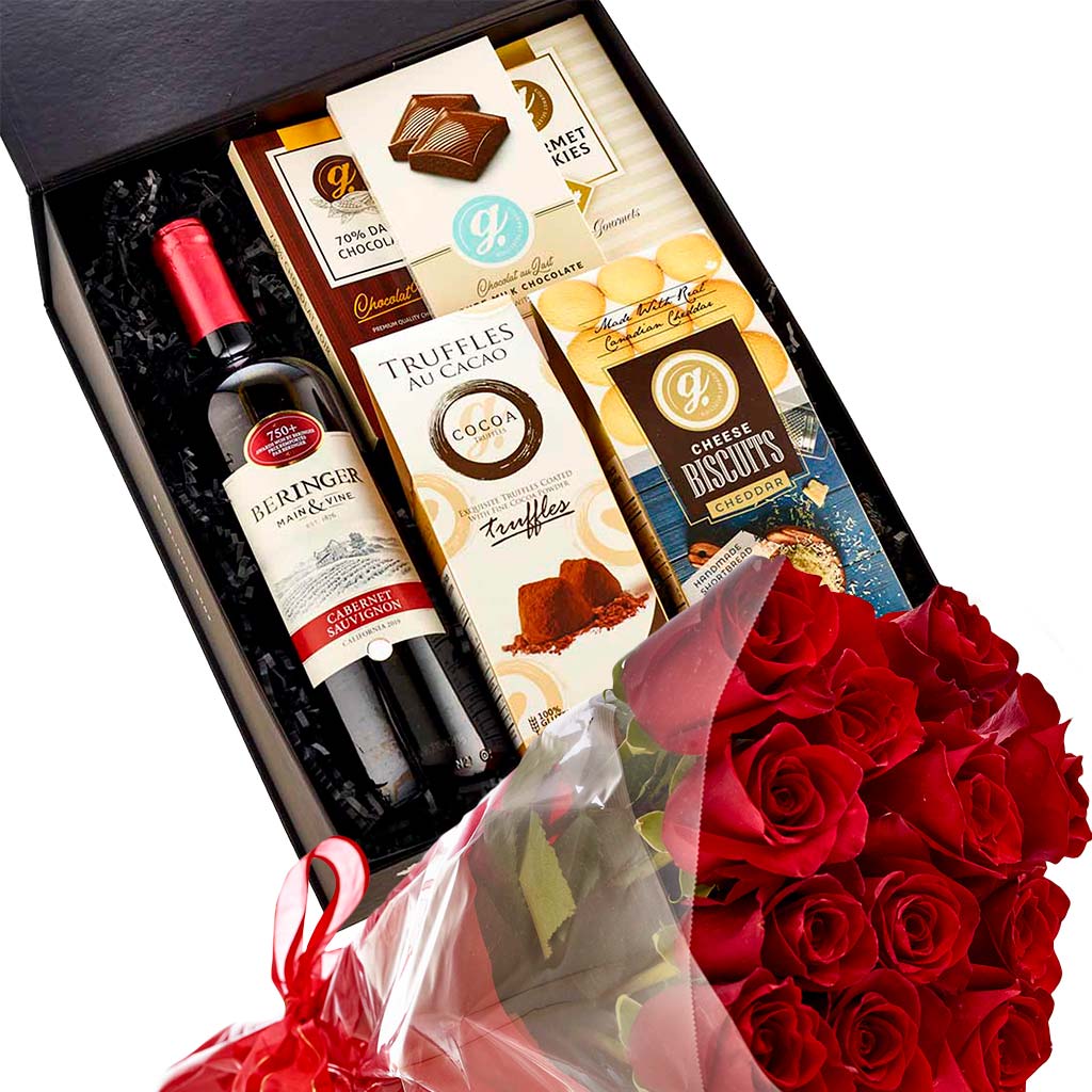 Wine and Roses Birthday Gift