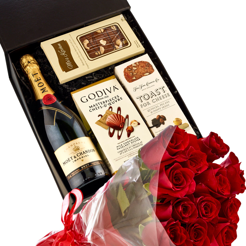 Champagne and Roses Birthday Gift