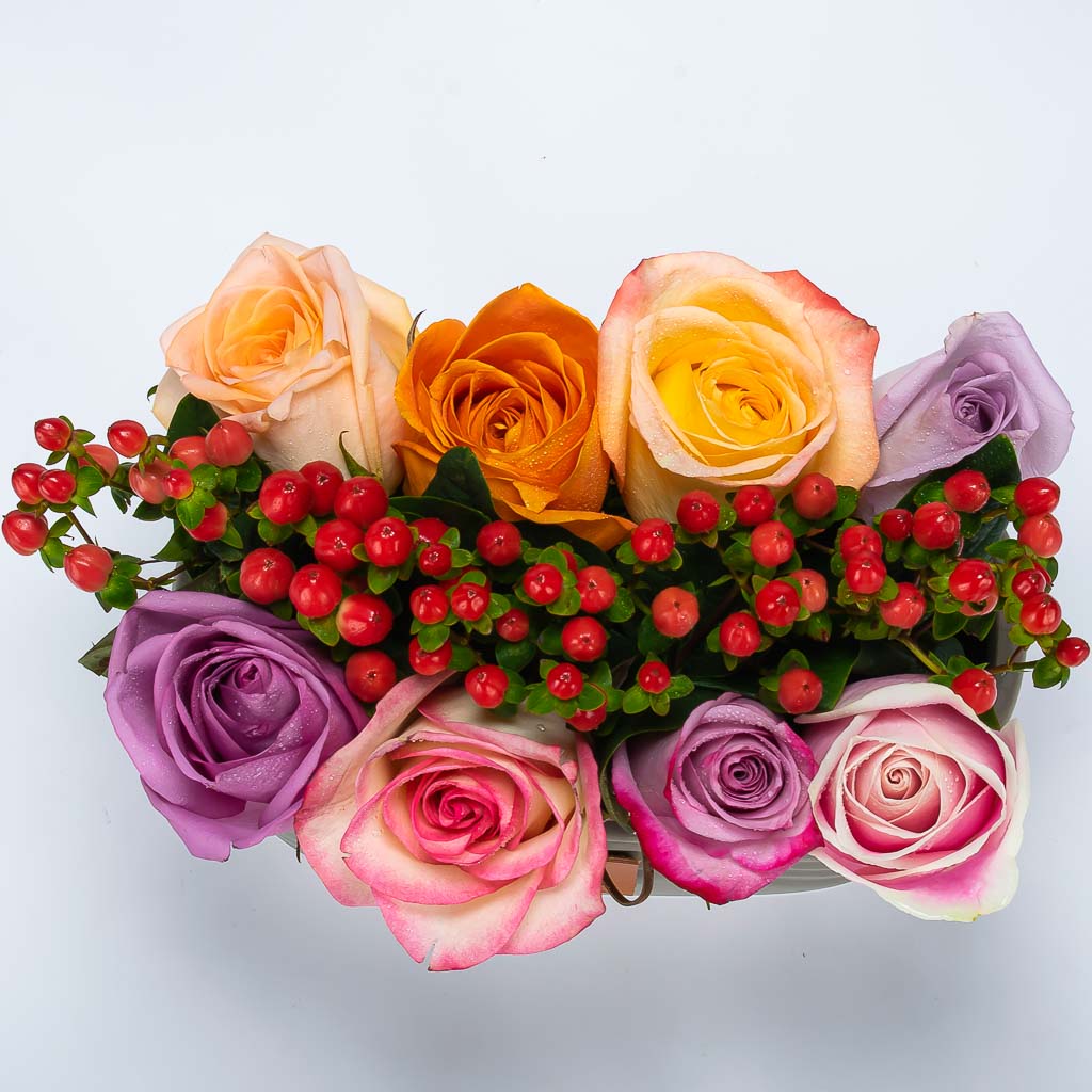 Vase Centerpiece With Mixed Roses