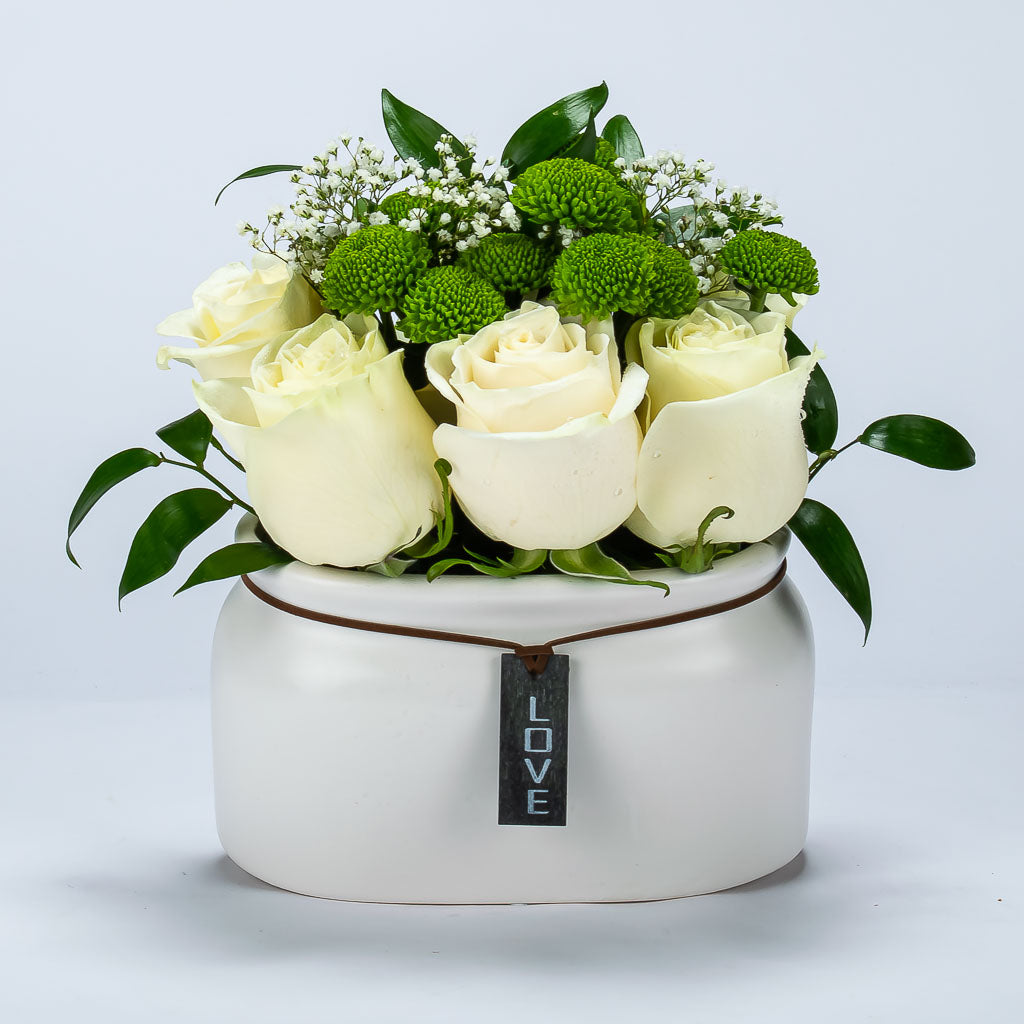 White Roses Centerpiece 