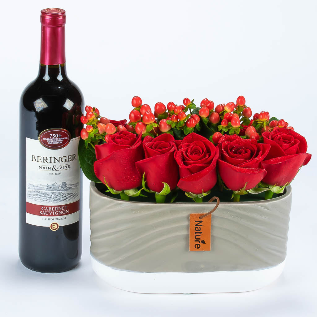 Wine And Roses Arrangements